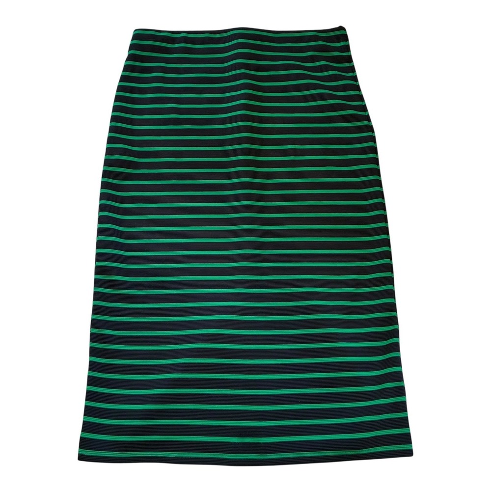 LOFT Striped Pencil Skirt Black Green Career Casual Office Modern
